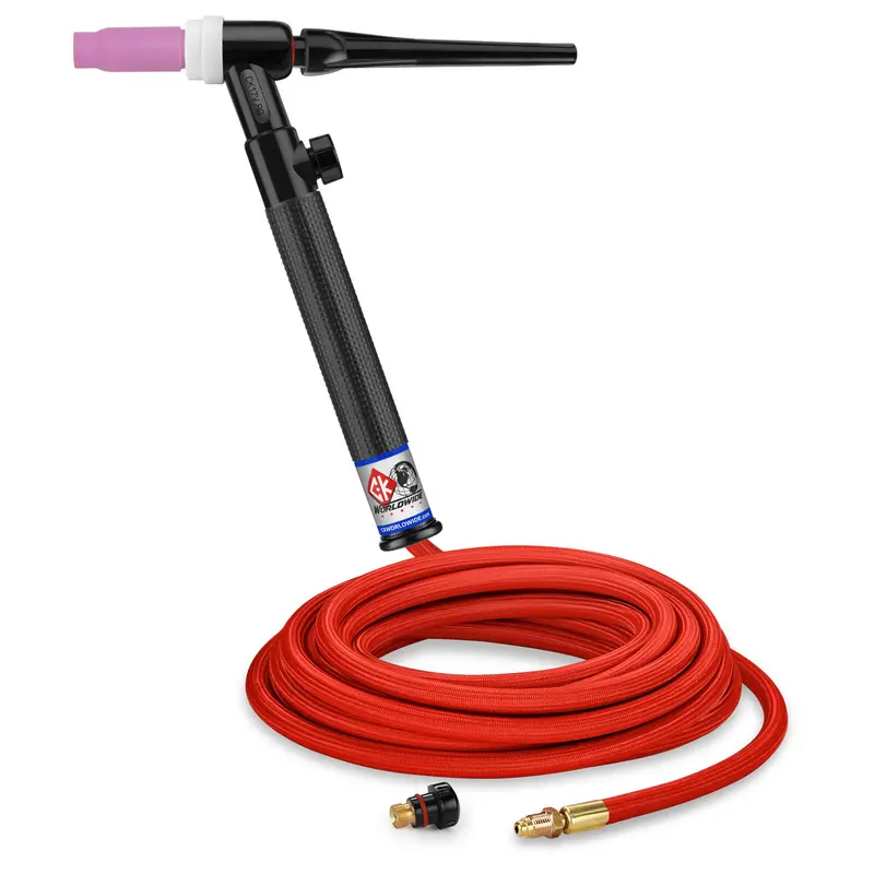 CK Worldwide CK17V-25-RSF RG — 150A Gas-Cooled Rigid TIG Torch with Flow Valve & 25 ft SuperFlex Cable