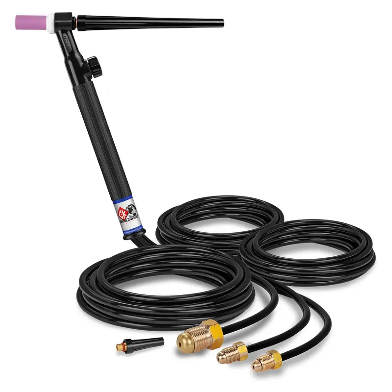 CK Worldwide CK20V-12 — 250A Water-Cooled Rigid-Head TIG Torch with Flow Valve, 12.5-Foot Cable