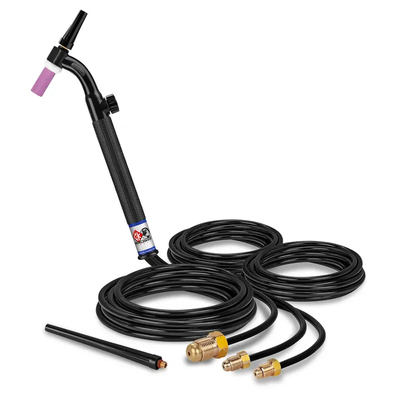 CK Worldwide CK20V-12 FX — 250A Water-Cooled Flexible-Head TIG Torch with Flow Valve, 12.5-Foot Cable
