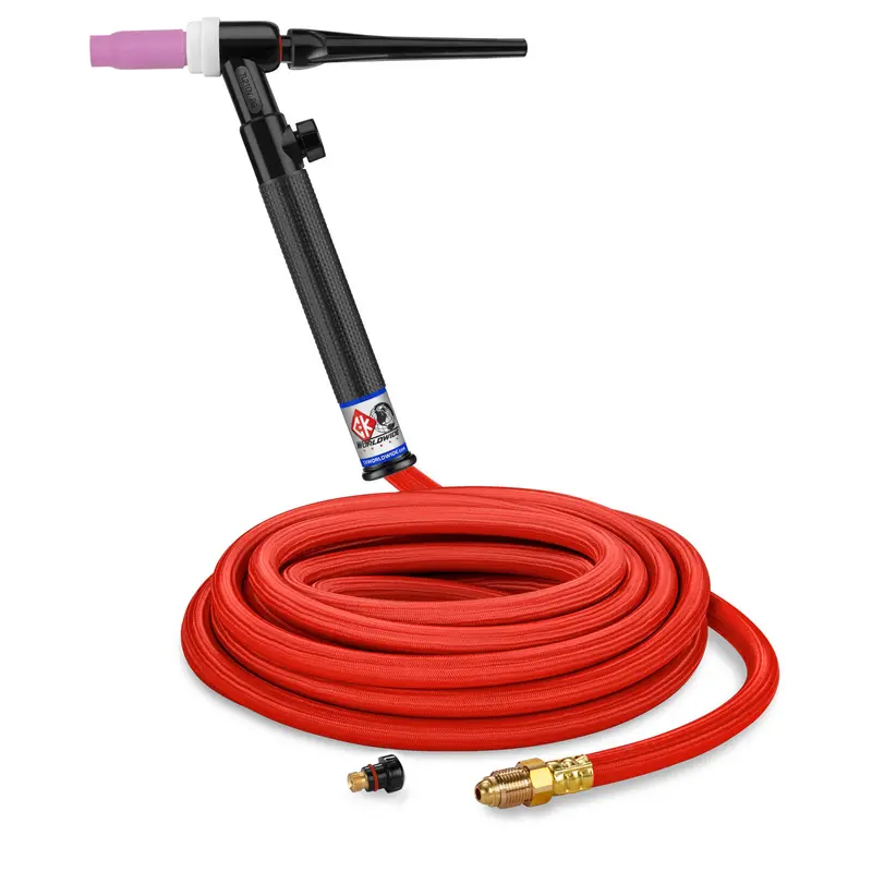 CK Worldwide TL2125VHSF RG – 200A Gas-Cooled Rigid-Head TIG Torch with Flow Control Valve, 12.5-Foot Super-Flex Cable