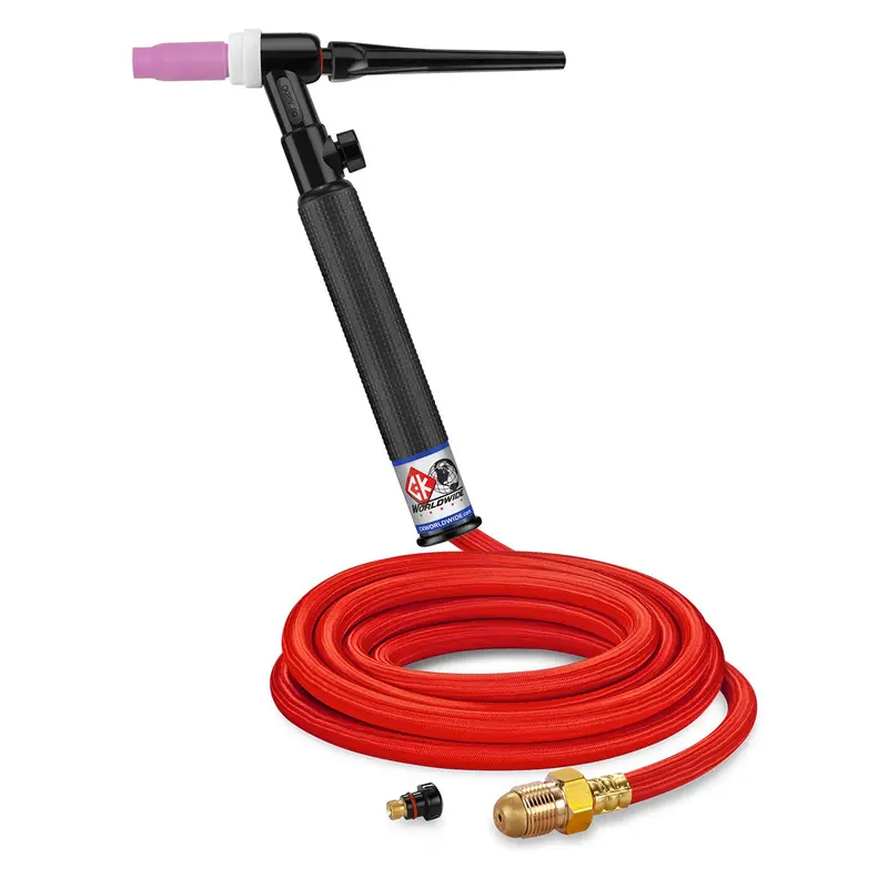 CK Worldwide TL26V-12-RSF RG – 200A Gas-Cooled Rigid-Head TIG Torch with Flow Control Valve, 12.5-Foot Reinforced Superflex Cable