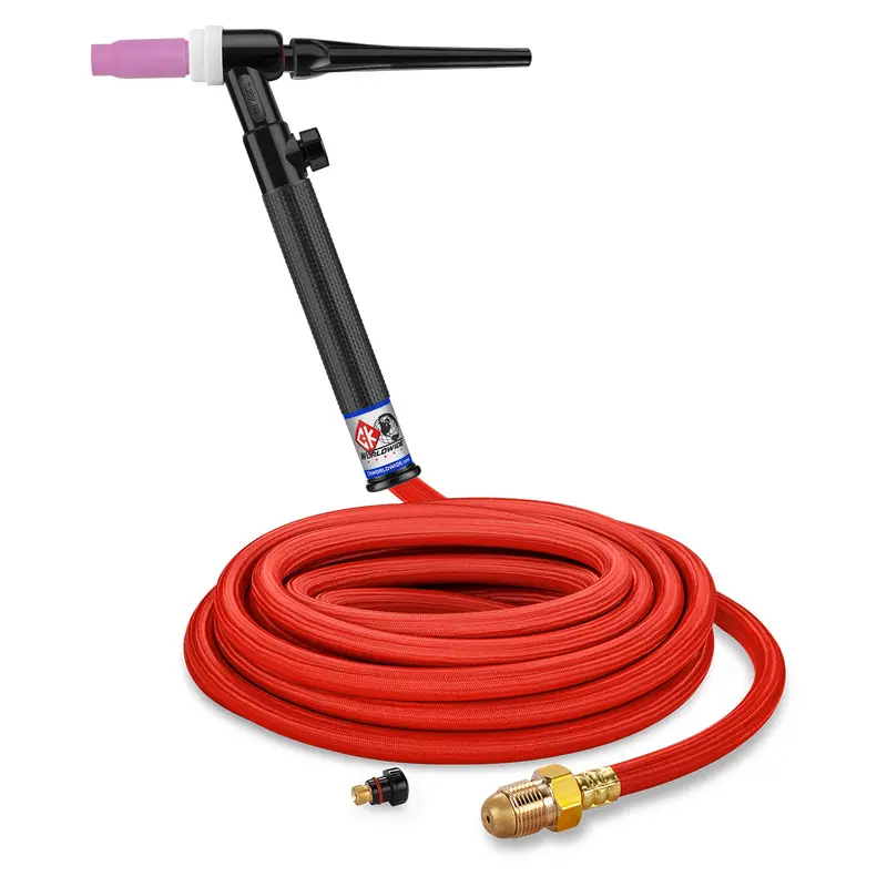 CK Worldwide TL26V-25-RSF RG 200A Rigid-Head TIG Torch with Valve – Gas-Cooled, 25ft SuperFlex Cable