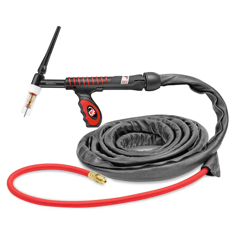 CK Worldwide USTL2112SF 200A Gas-Cooled Rigid-Head TIG Torch – 12.5ft SuperFlex Cable, Trim-Line