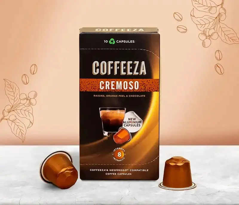 Coffeeza Cremoso Aluminium Coffee Capsules – Creamy, Medium-Roast Arabica Capsules