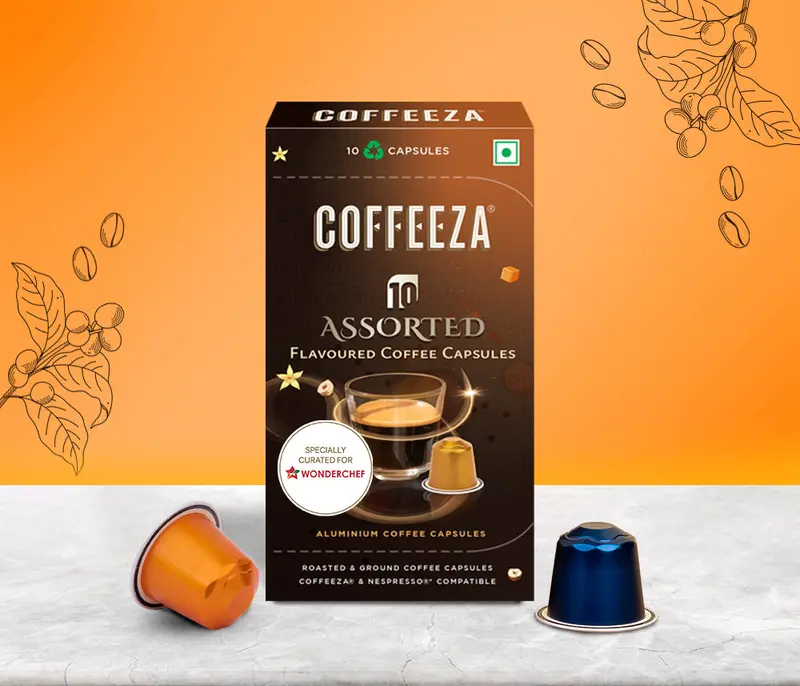 Coffeeza Flavour Sampler: 10 Gourmet Aluminium Capsules (Hazelnut, Caramel, Chocolate, Vanilla)
