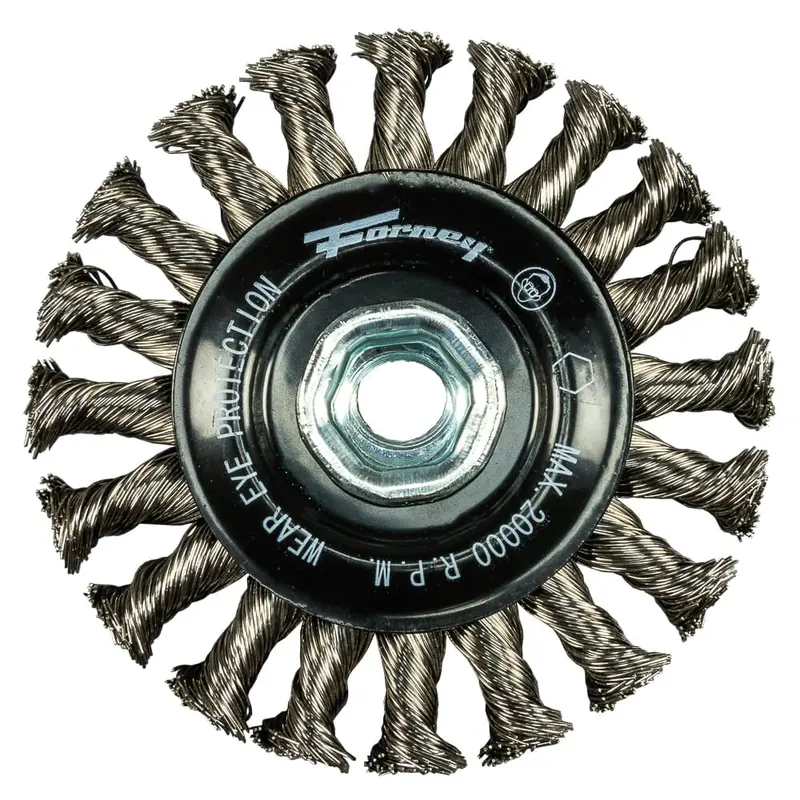 Command PRO 4-Inch Knotted Stainless Steel Wire Wheel — 0.020″ Wire, 5/8″-11 Arbor