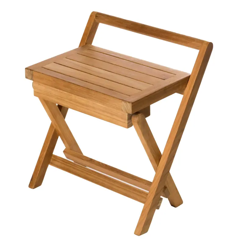Compact Folding Shower Bench with Integrated Handle — 16″ (40 cm)