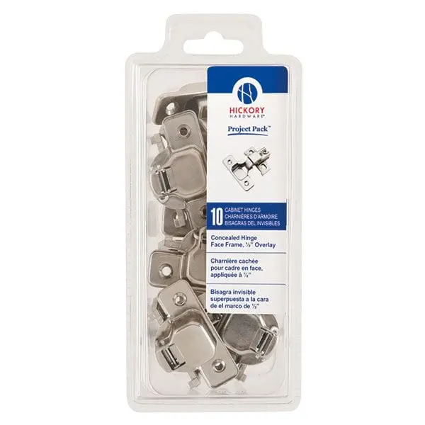Concealed Face Frame Cabinet Hinge – 1/2-Inch Overlay, Bright Nickel Finish (2-Pack)