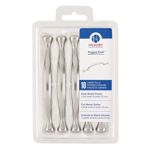 Conquest 3-Inch Cabinet Pulls – Satin Nickel Finish, 10-Piece Project Pack
