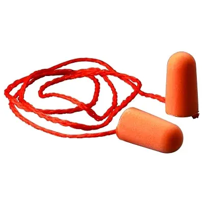 Corded Tapered Foam Earplugs – Bright Orange, Comfort-Fit Design