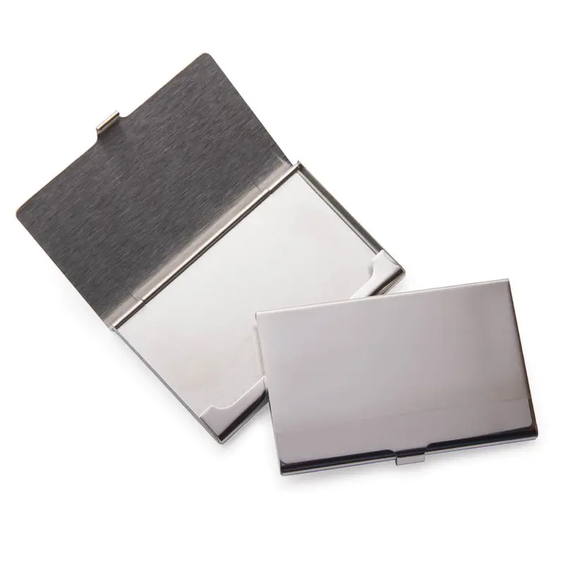 Customizable Aluminum Business Card Holder – Engravable 2-Piece Set