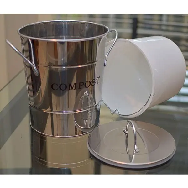 Dual-Compartment Stainless Steel Kitchen Compost Bin – CPBS03 Model