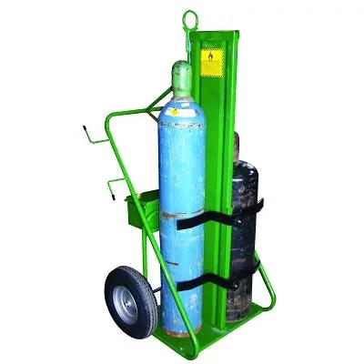 Dual-Cylinder Transport Cart – 9.5″–12.5″ Capacity, 16″ Pneumatic Wheels