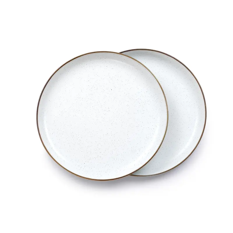 Eggshell-Finish Enamel Deep Serving Plate Set for Indoor and Outdoor Use