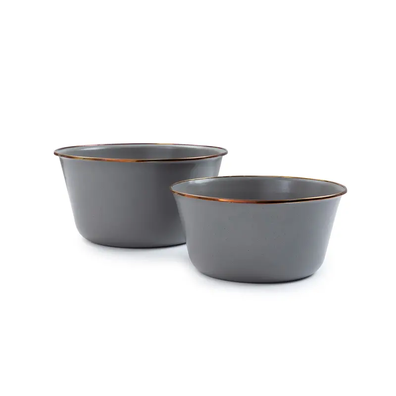 Enamel Mixing Bowl Set – Slate Gray, Indoor & Outdoor Use