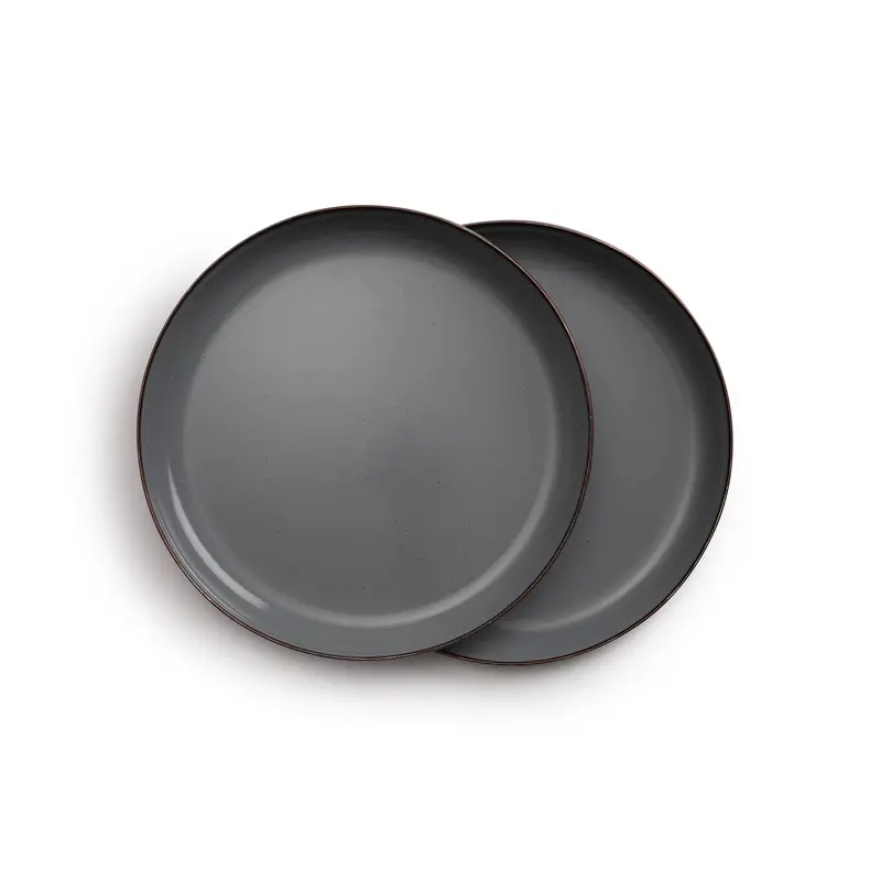 Enamel Salad Plate Set – Slate Gray Finish, Indoor/Outdoor Safe