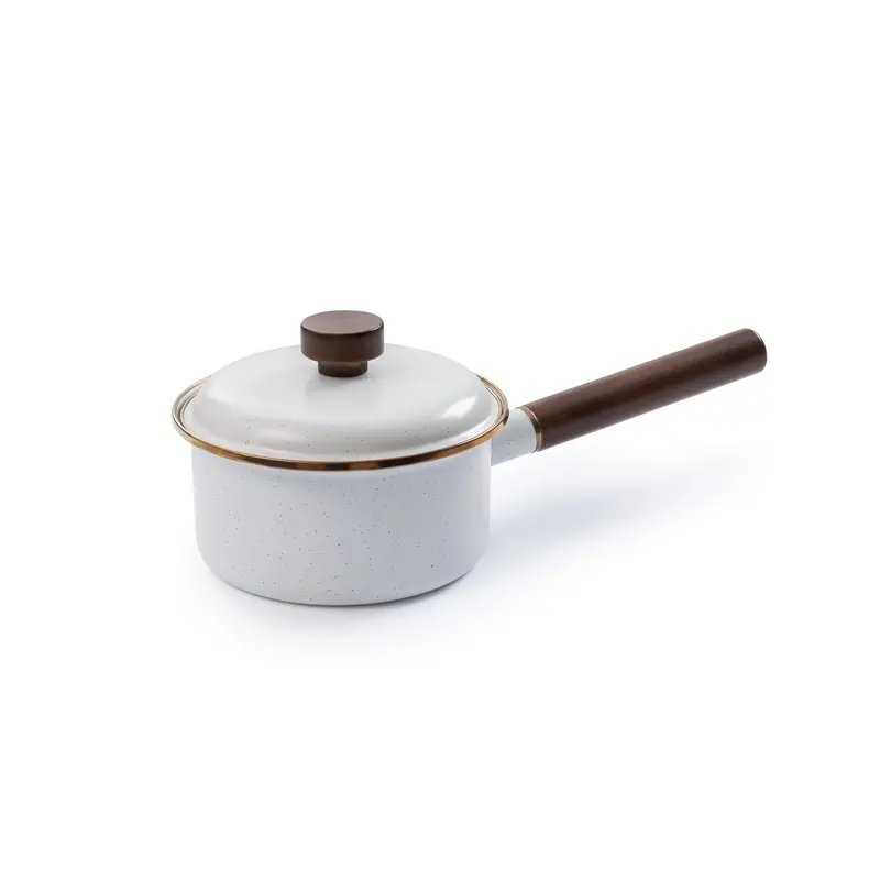 Enameled Eggshell-Finish Saucepan – Indoor and Outdoor Use