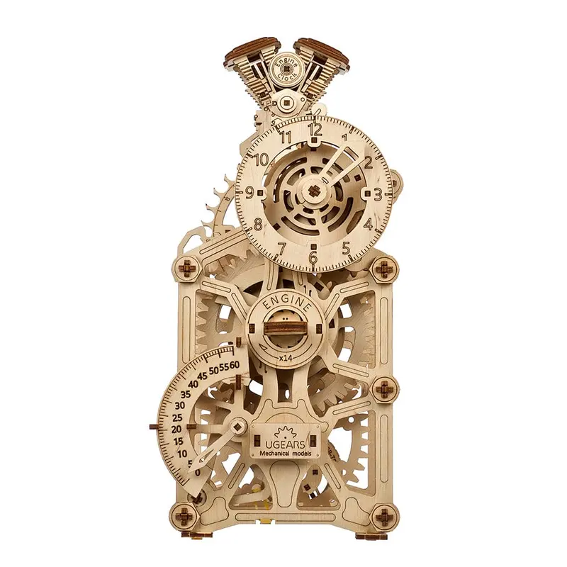 Engine-Themed Wooden Clock Craft Kit – DIY Mechanical Build