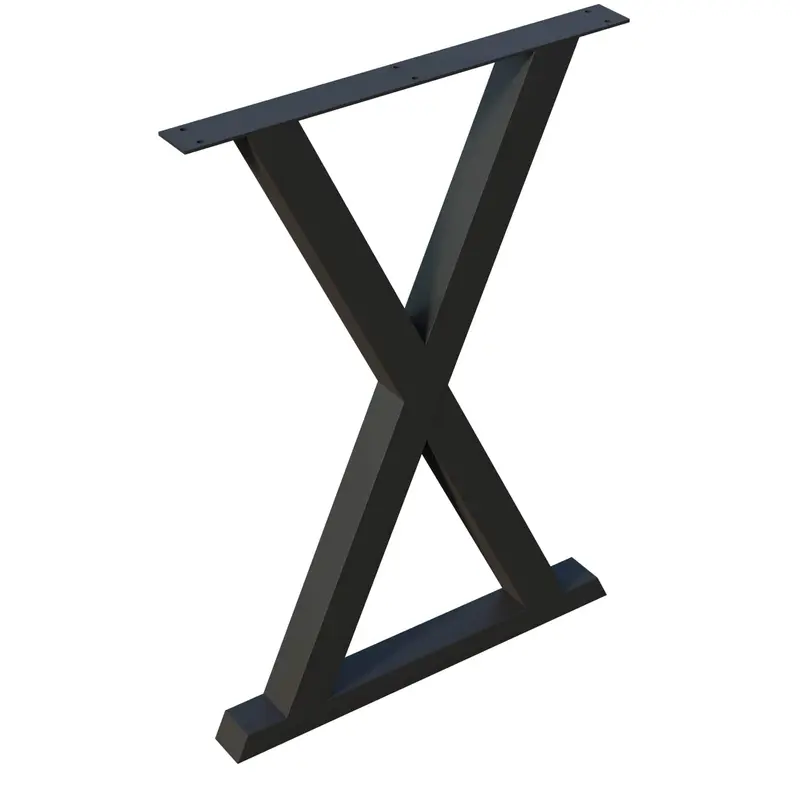 Flat Black X-Base Table Leg – 24″ Wide Structural Support