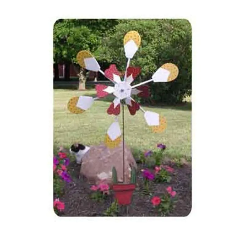 Flower Pot Windmill Plan – Rotating Garden Ornament Woodworking Blueprint