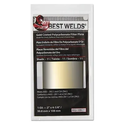 Gold-Coated Polycarbonate Filter Plate – Shade Gold/11, 2″ × 4.25″