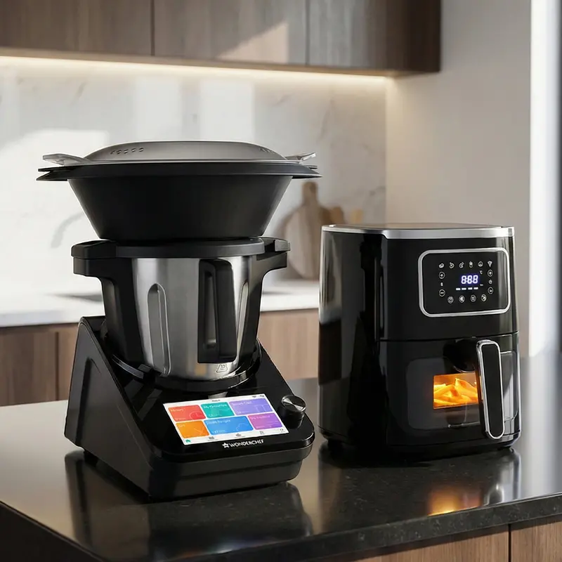 Intelli-Kitchen Starter Kit – Wonderchef Chef Magic Robot + Platinum Plus 5L Air Fryer with Viewing Window & Interior Light