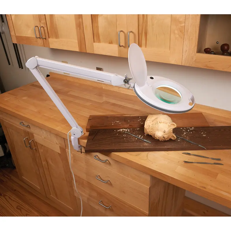 LED Shop Light with Integrated Magnifier