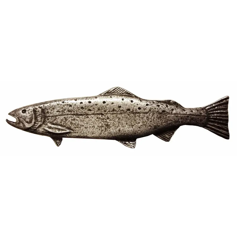 Left-Hand Long Trout Drawer Pull in Pewter (Model 320P)