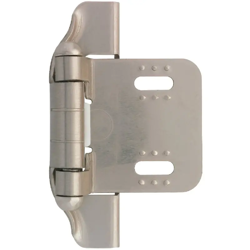 Liberty Semi-Wrap Overlay Cabinet Hinge – 1/4-Inch Satin Nickel, Self-Closing (2-Pack) 1