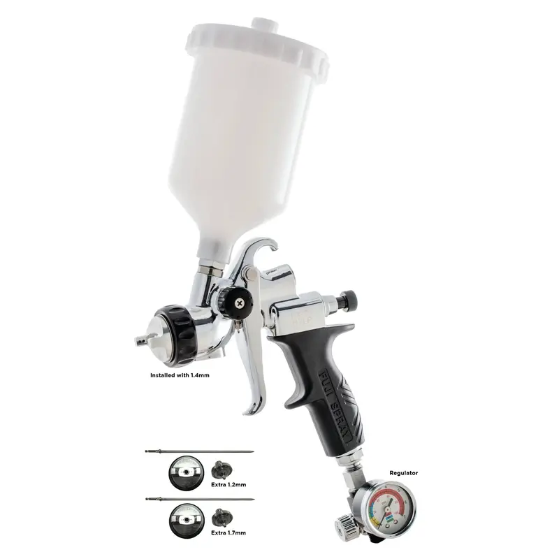 LX-20 Gravity Feed Spray Gun – 1.4mm Nozzle, 600cc Nylon Cup + Dual Extra Nozzles (1.2mm & 1.7mm)