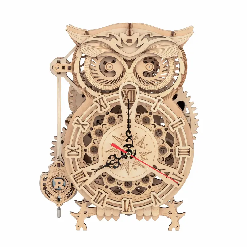 Mechanical Owl Wall Clock DIY Model Kit – Laser-Cut Wooden Assembly