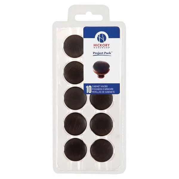 Metropolis 1-1/8-Inch Cabinet Knobs – Oil-Rubbed Bronze Finish, 10-Piece Project Pack