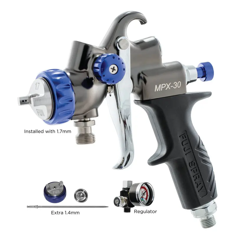 MPX-30 Siphon Spray Gun – 1.7mm Nozzle, Cupless Design with Bonus 1.4mm Nozzle Kit