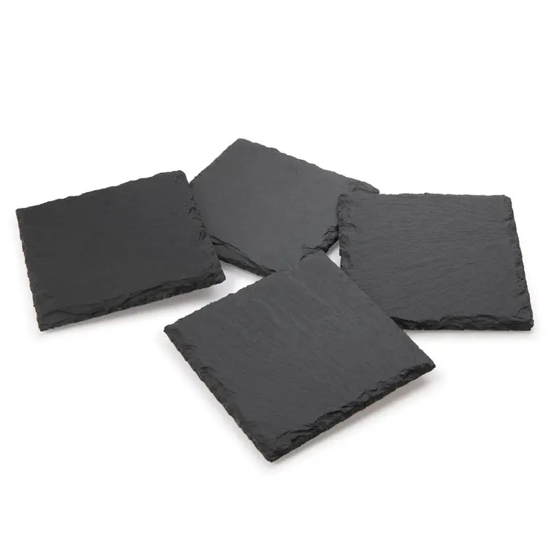 Natural Slate Coaster Set – Engravable, 4-Piece Design