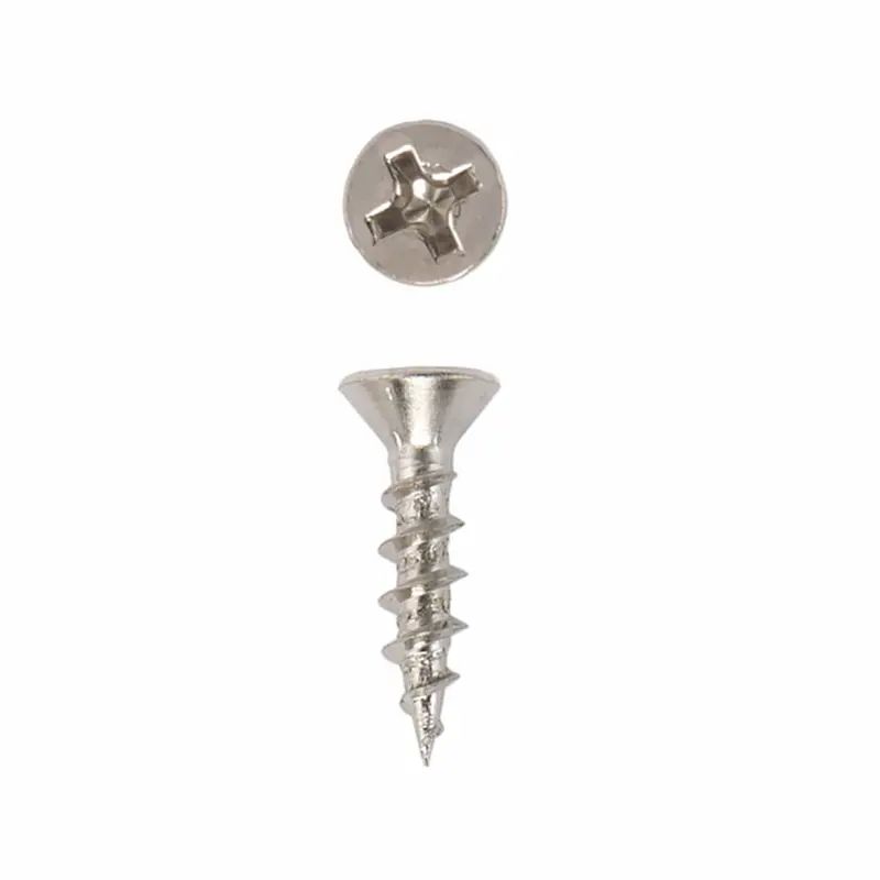 Nickel-Plated #6 × 5/8″ Flat-Head Phillips Screws for European Cabinet Hinges (100-Pack)