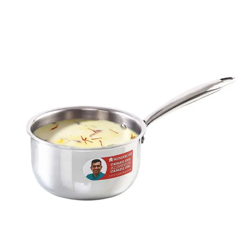Nigella Tri-Ply 16cm Saucepan – 1.5L Stainless Steel Cookware, 2.6mm Thick, Oven-Safe Base