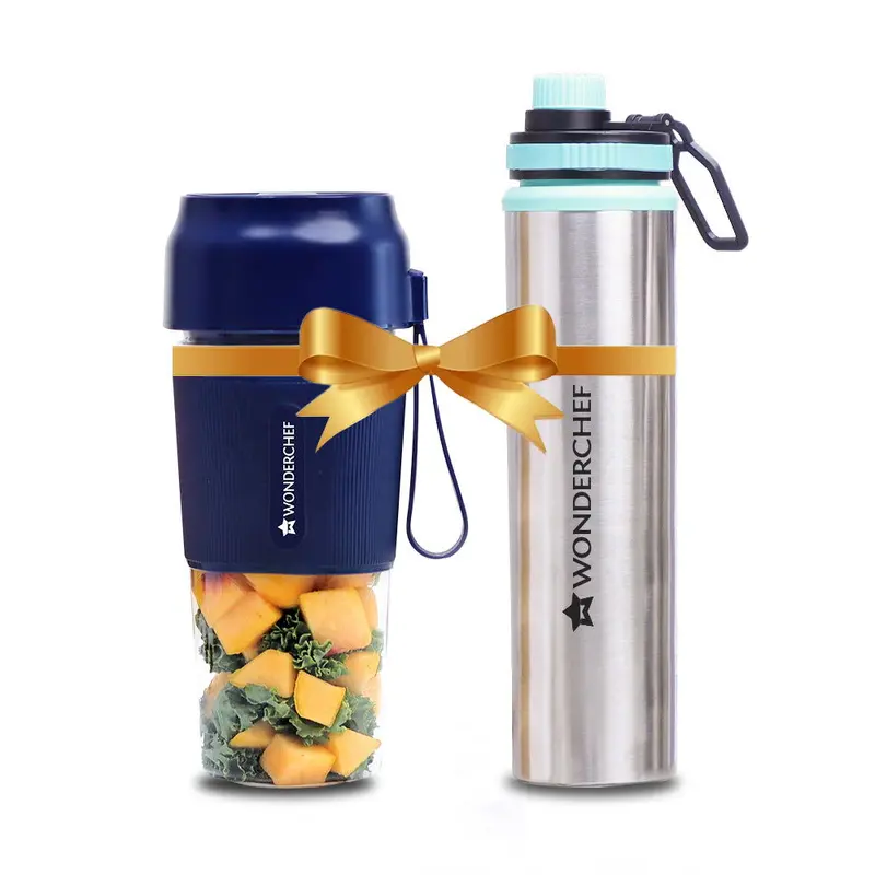 Nutri-Cup Portable Blender & Stainless Steel Sippy Bottle Combo – Compact On-the-Go Nutrition Pair