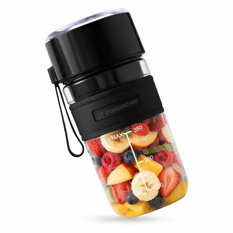 Nutri-cup Zip Portable Blender (350ml, Black) – Blend-and-Sip Flip Lid, 2000mAh Battery, 20 Cycles/Charge, USB-C Charging
