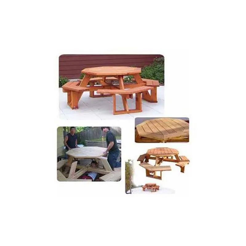 Octagon Picnic Table Plan – Outdoor Woodworking Project Blueprint
