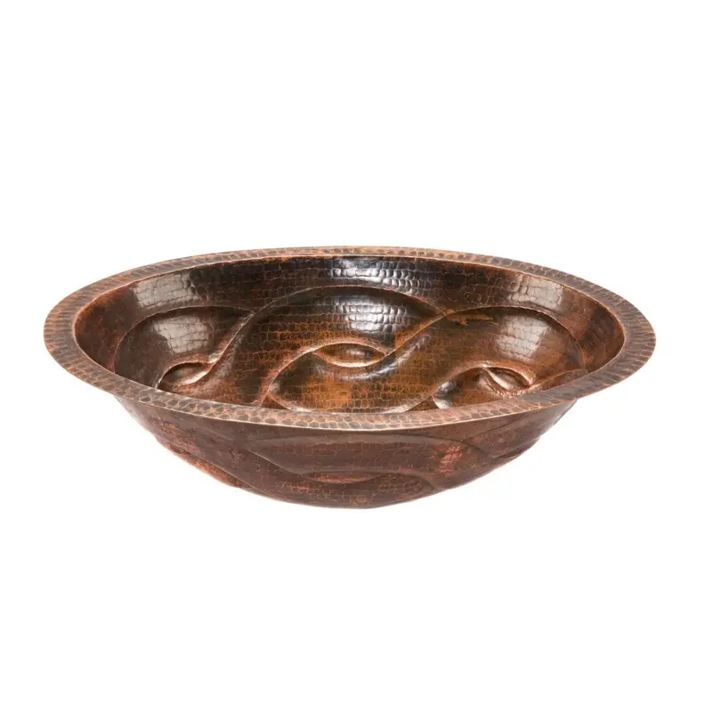 Oval Undermount Hammered Copper Sink – Braided Texture Design