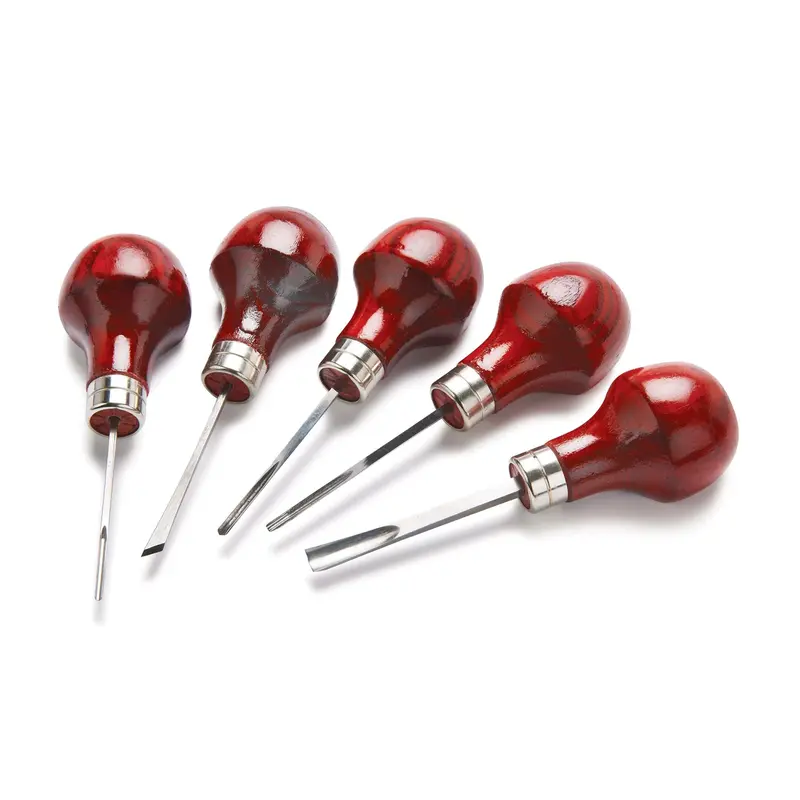 Palm Carving Tools Set B – 5-Piece Ergonomic Woodcarving Kit