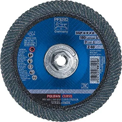 Pferd 67371 Zirconia-Alumina Radial Flap Disc – 7″ Diameter, 40 Grit
