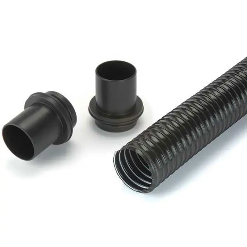 Polyurethane Dust Collection Hose Kit — 2-1/2″ × 10′, Black w/ Fittings