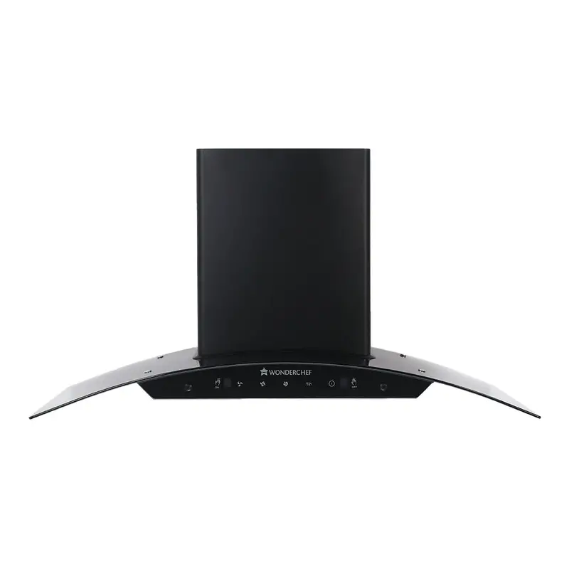 Power Curve 90cm Wall-Mount Chimney – 1200 m³/h Auto-Clean Suction, Touch + Gesture Control, Stainless Steel Baffle Filter, Low-Noise Design