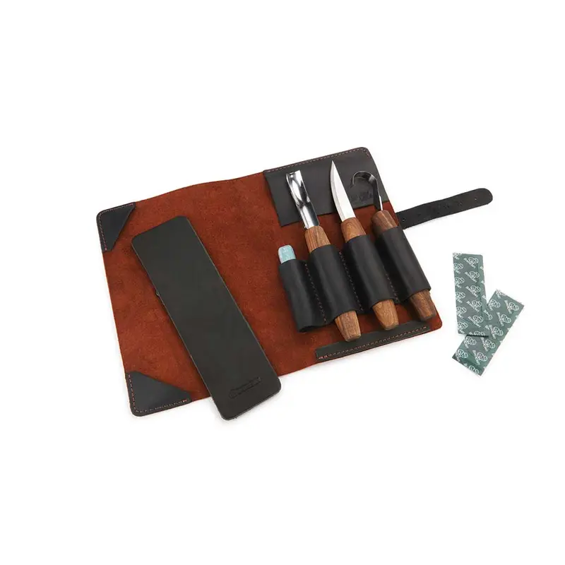 Premium Spoon Carving Tool Set – Four Forged Tools with Solid Walnut Handles