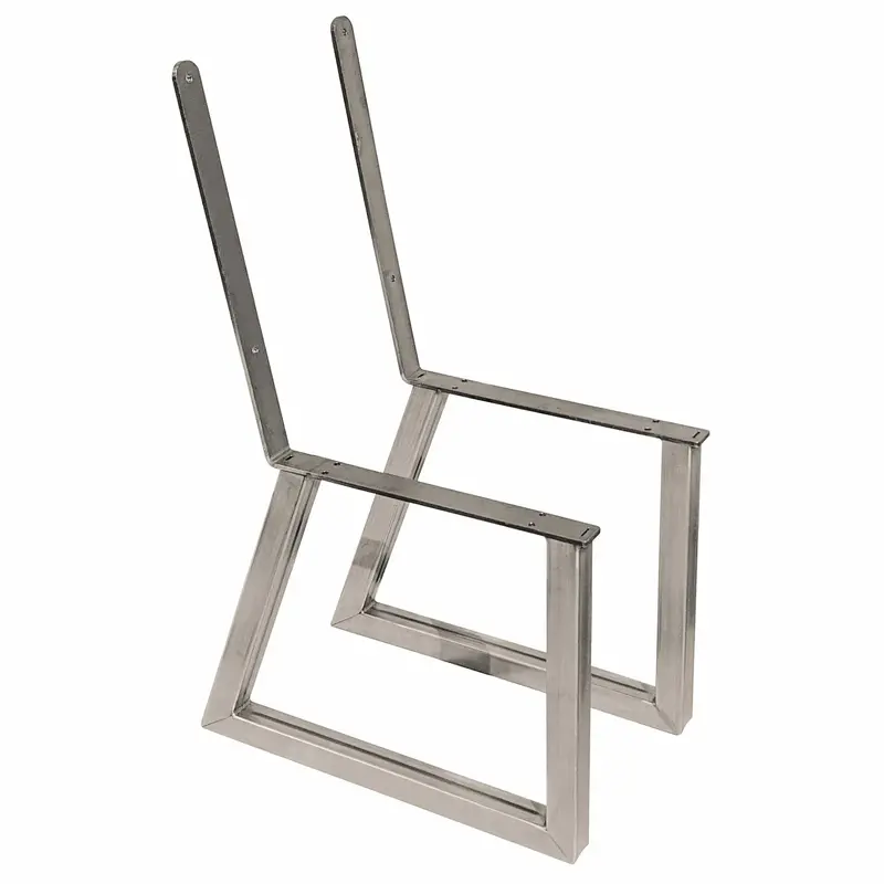Raw Steel Bench Legs with Integrated Backrest – Pair