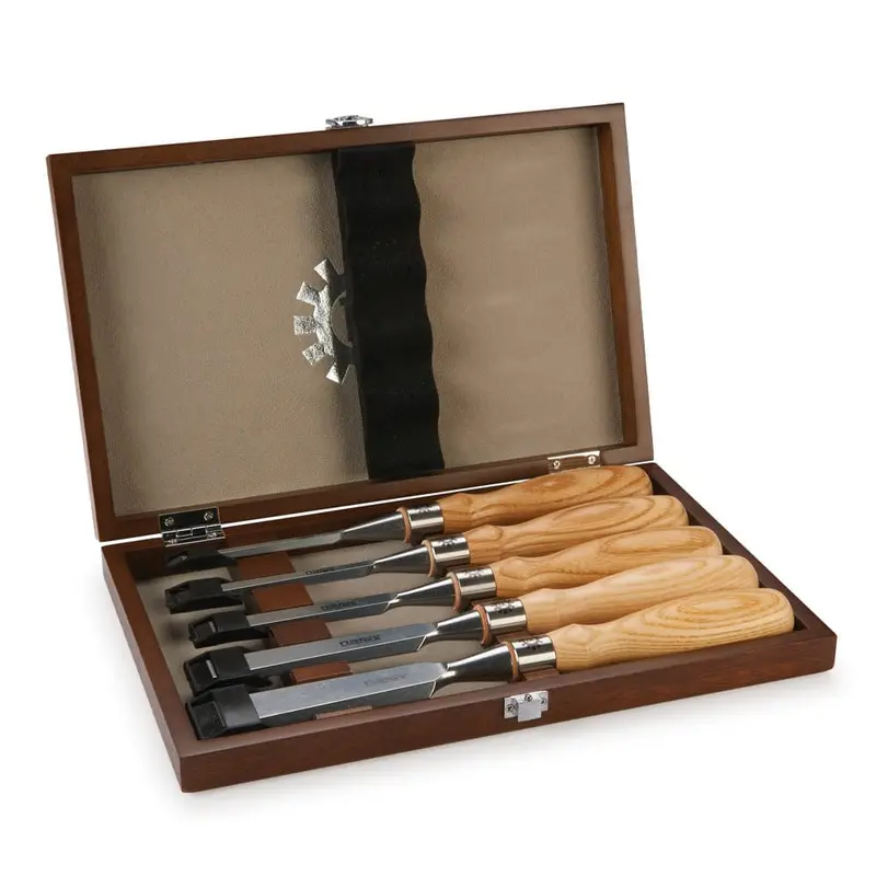 Richter 5-Piece Beveled Chisel Set in Wooden Storage Box