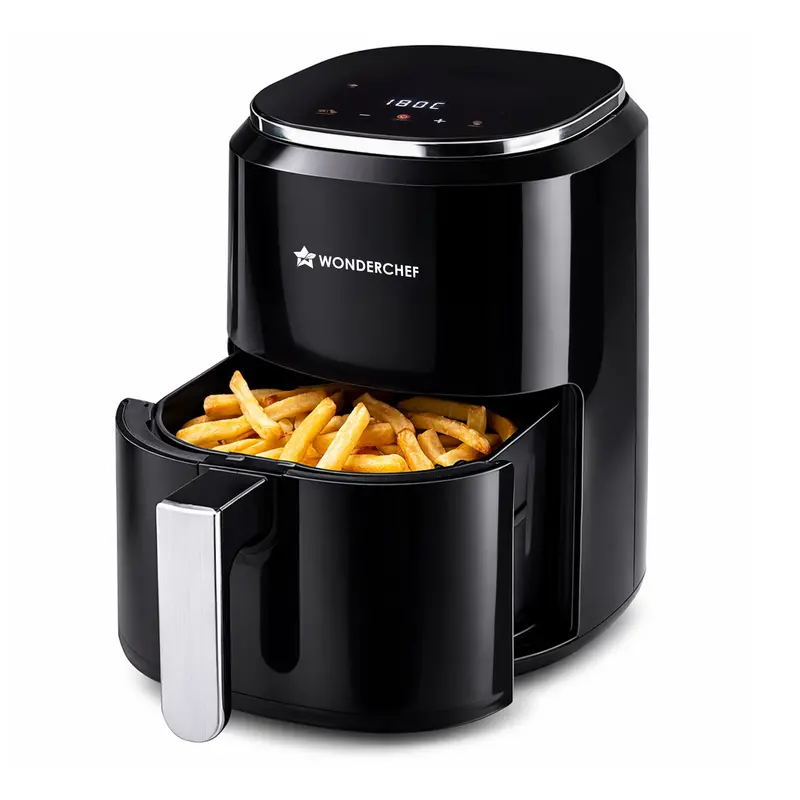 Roma 4.5L Digital Air Fryer – 1380W, Chrome Finish, 7 Auto Menus & Custom Controls