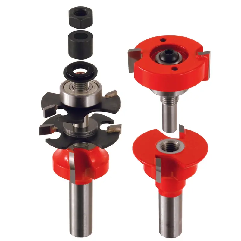 Round-Profile Adjustable Tenon Router Bit Set – Rail-and-Stile Design, 1/2″ Shank