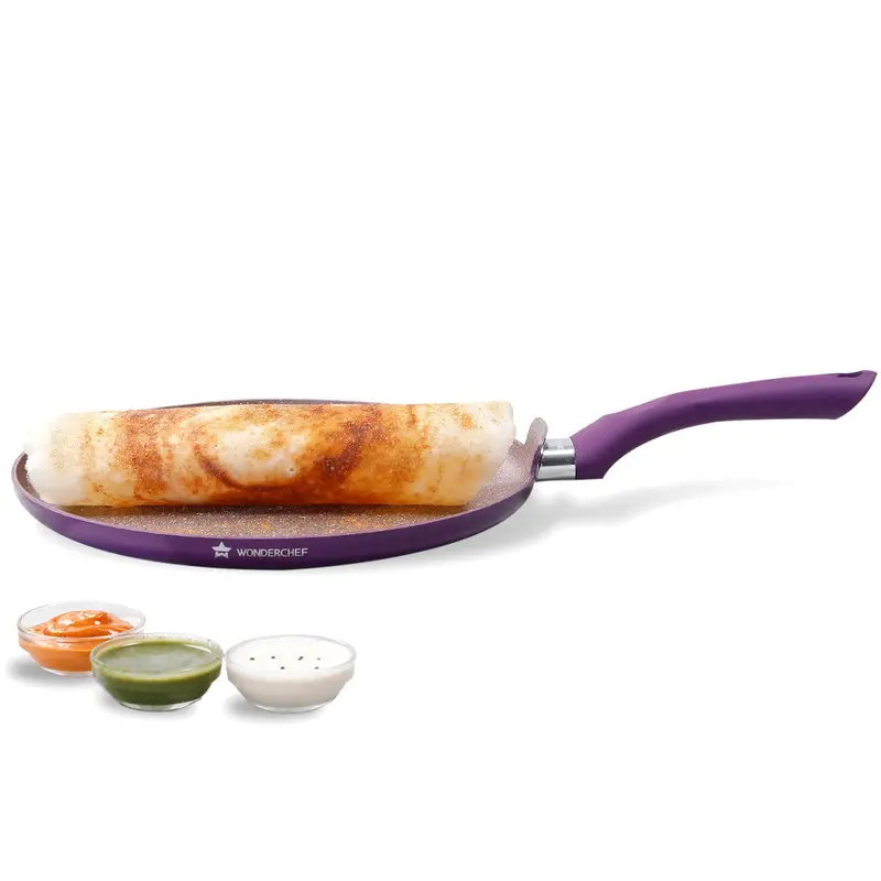 Royal Velvet 28 cm Non-Stick Dosa Tawa – Induction-Optimized, Purple